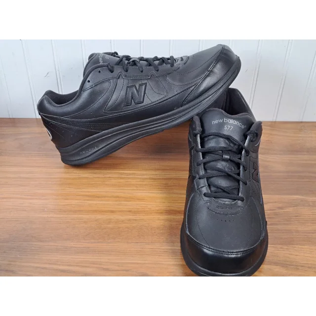 New Balance 577v1 Men's 14 4E Wide Black Leather Athletic Shoes Lace Low Comfort