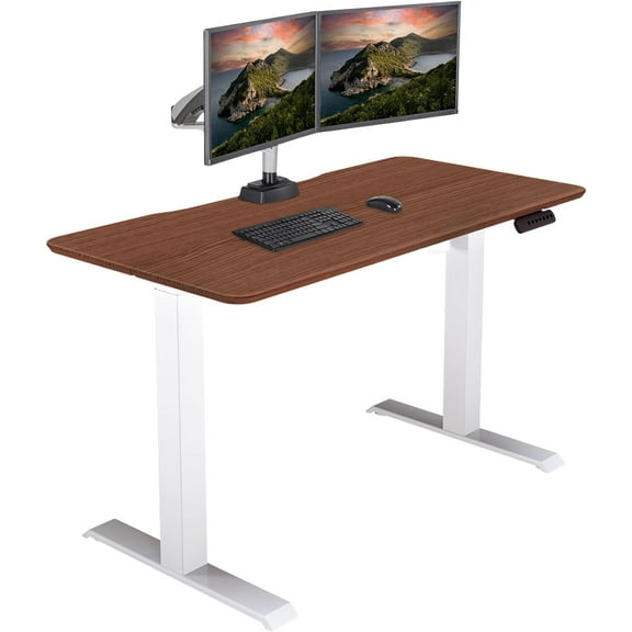 Vari Essential Electric Standing Desk Ergonomic Sit-to-Stand Home & Office Computer Desk, 48" x 24" Hazel Wood