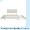 thumbnail image 5 of Queen Size Wooden Storage Platform Bed, with 2 Big Drawers, Twin-XL Size Trundle, One set of Sockets & USB Ports, White, 5 of 18