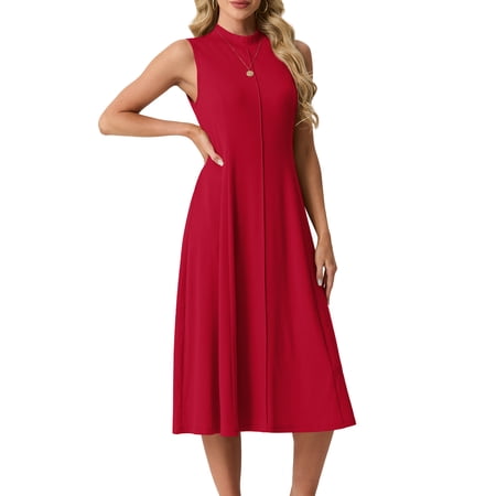 Cueply Womens Summer Dresses Casual 2026 Sleeveless Midi Dress Tank Sundress Vacation Outfits with Pockets