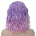 thumbnail image 2 of RightOn Purple Pink Wig for Women Short Curly Wavy Bob Purple Wig Pink Purple Wig Purple Ombre Wig Side Part Synthetic Wigs with Wig Cap, 2 of 7
