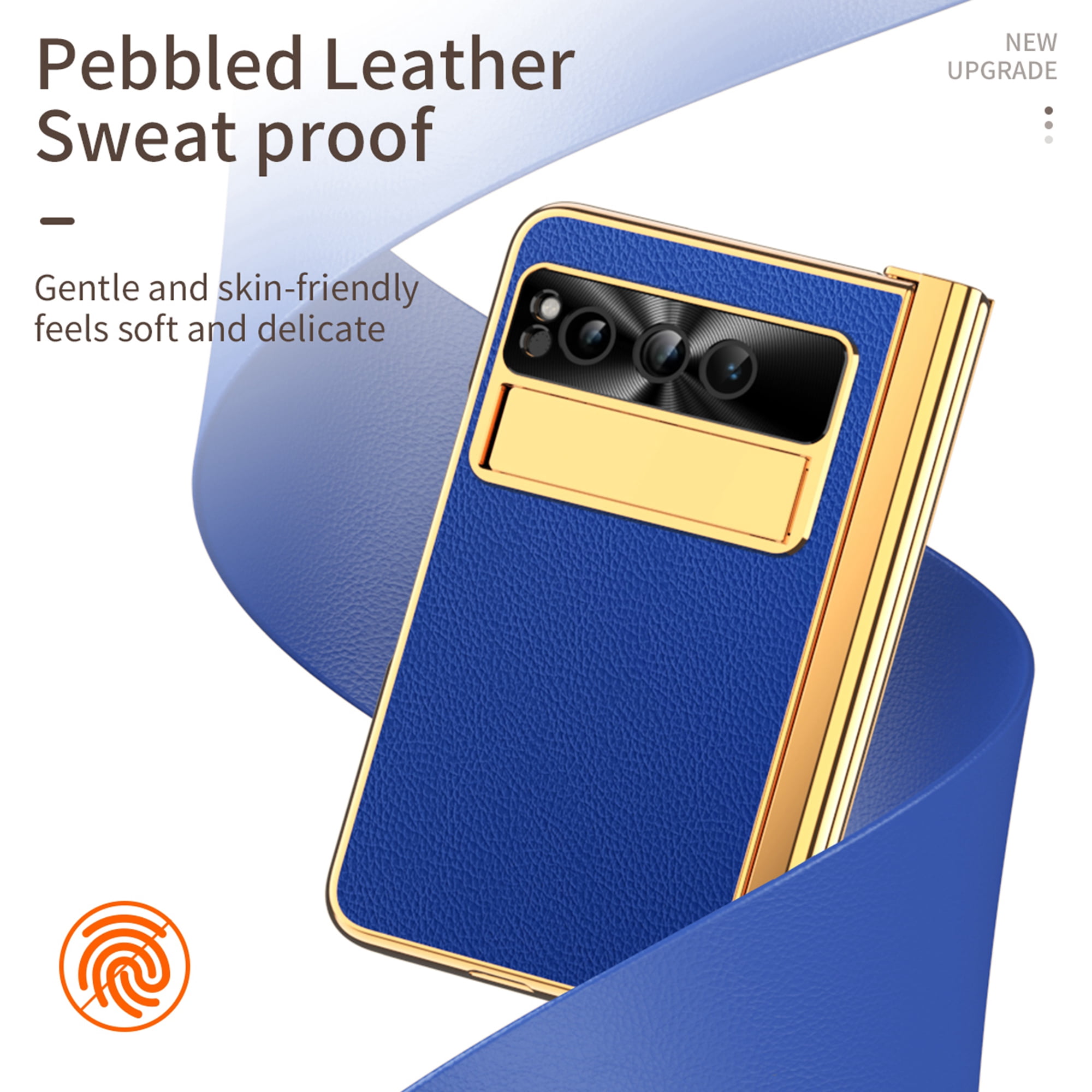 Dteck for Google Pixel Fold Case with Built-in Tempered Glass Screen Protector, Full Body Hinge Protection Shockproof Case with Pen Slot for Pixel Fold, Deep Blue