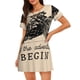 thumbnail image 1 of Easygdp Let The Adventure Begin Camisón de manga corta para mujer, informal, estampado, 1 of 6