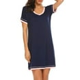 thumbnail image 2 of Casual Cotton Women Pajamas O Neck Short Sleeve Nightdress Lingerie, 2 of 6