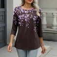 thumbnail image 4 of Tqyyweavej 3/4 Sleeve Womens Tops Fall Fashion V Neck Blouses Dressy Casual Tunic Tops Loose Fit Work Shirts 2025, 4 of 9