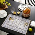 thumbnail image 3 of Placemats Set Of 4 Linen Durable Table Mats Elegant Chic Blue Flower Place Mats for Party Kitchen Dining Decoration, 3 of 7