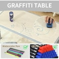 thumbnail image 4 of Kids Table and 4 Chairs Set, Height Adjustable Toddler Table and Chairs Set with Rubber Foot Covers, Graffiti Desktop Children Activity Table for Ages 2-10, Daycare, Classroom, 4 of 7