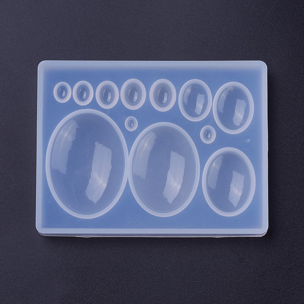 12pcs Silicone Cabochon Molds Resin Casting Molds For UV Resin Epoxy Resin Jewelry Making Oval White 86x66x10mm Inner Size: 3~38x2~28mm