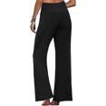 thumbnail image 3 of Pantalones de salón anchos y elásticos para mujer, color negro, talla L, 3 of 4