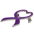 thumbnail image 2 of PinMart's Purple Glitter Heart Domestic Violence Awareness Ribbon Brooch, 2 of 3