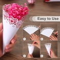 thumbnail image 3 of Uxcell Wedding Confetti Cones, 100 Pcs Paper Tapers Hollow Print Cone Bouquet for Party Wave Gift White, 3 of 6