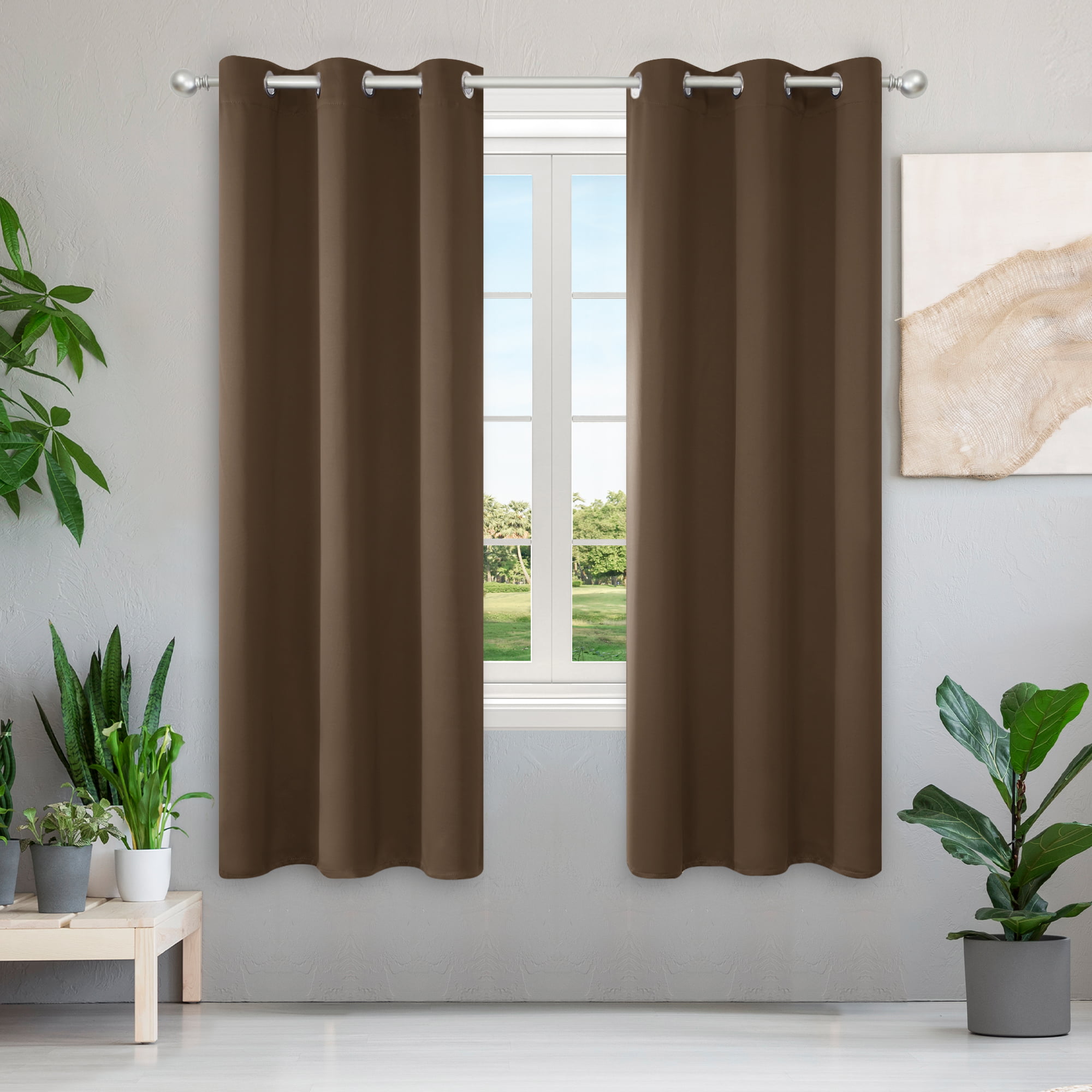 1 SET INSULATE THERMAL SHORT UNLINED PANELS WINDOW CURTAIN 100% BLACKOUT 54" L 