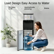 Patiosunny Bottom-Loading Water Dispenser, 3 Temperatures (Hot, Room and Cold), Child Safety Lock, LED Display with Water Shortage Alert, Silver