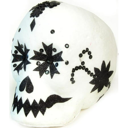 Day Of The Dead Black & White Skull Medium Halloween Prop