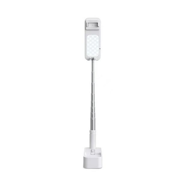 Methold Lámpara de relleno para Selfie LED compatible con Bluetooth, soporte para teléfono de viaje, soporte giratorio ajustable de 360 grados, Electrónica Blanco