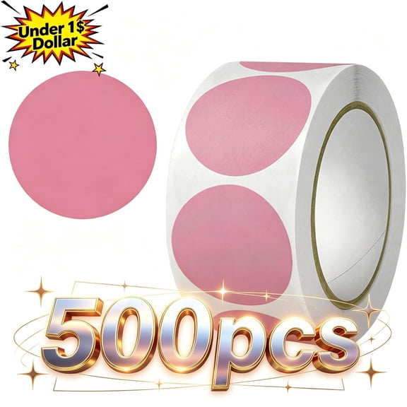 Under 1$ Dollar 500 Pcs 1 Inch Round Color Dot Stickers, Self‑Adhesive Circle Label Stickers for Marking, Scrapbooking, Gift Wrapping, DIY Crafts, Home Office Organization, Classroom Decoration