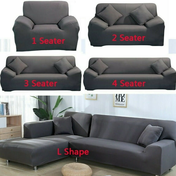 SHANNA Stretch Sofa Slipcover, Polyster Soft Fitted Sofa Couch Cover, Washable Furniture Protector for Pet Kids,Gray (L Shape(2 Seat+2 Seat) )