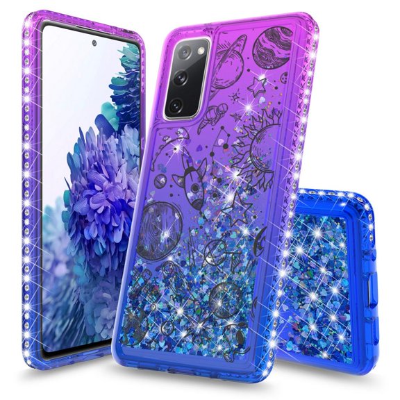 Bemz Liquid Quicksand Case for Samsung Galaxy S20 FE (with Touch Tool) - Space Exploration (Purple/Blue)
