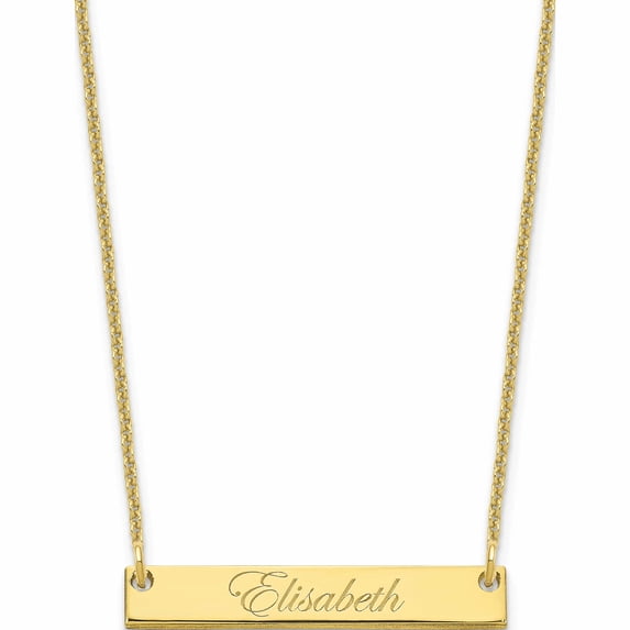 10K Yellow Gold Small Polished Edwardian Script Bar Necklace (18 X 25) Made In United States 10xna640y