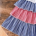 thumbnail image 5 of Toddler & Little Girls Patriotic Gingham Sundress, 4th of July Tiered Ruffle Dress with Applique Comfortable Spaghetti Strap Outfit for All Summer Activities Multicolour 3-4 Years, 5 of 8