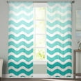 thumbnail image 3 of Geometric Turquoise Ombre Semi Sheer Curtains 72 Inch Length 2 Panels Set,Modern Gradient White Ocean Striped Sheer Kitchen Curtain Voile Window Curtain for Living Room Bedroom Rod Pocket Drapes, 3 of 7