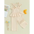 thumbnail image 4 of Elippeo Toddler Girls 2 Piece Outfits 6 9 12 18 24 Months 3 Years  Solid Color Sleeveless Camisole and Elastic Pants Set Baby Summer Clothes, 4 of 10