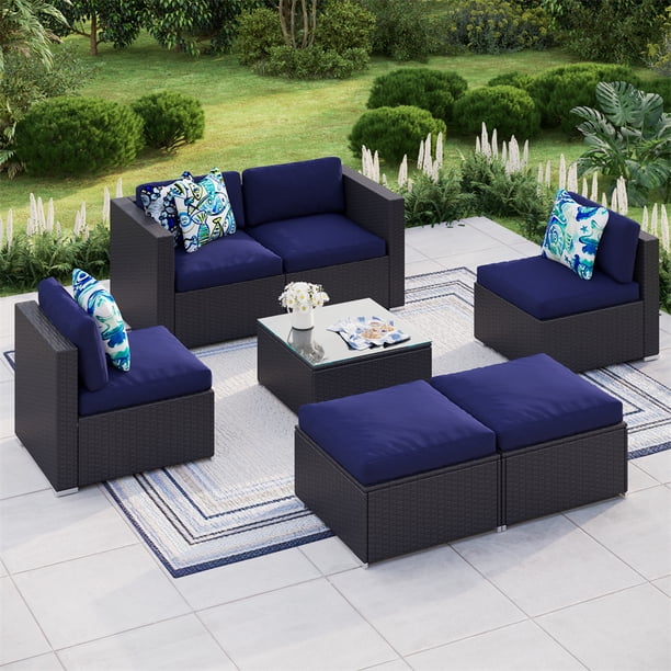 MF Studio 7 Piece Patio Sofa Set Outdoor Furniture Sectional All