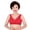 Red, variant on Plus Size Breathable Bra for Middle Age Women Lightly Padded Wire Free Bra Lace Cotton Bralette