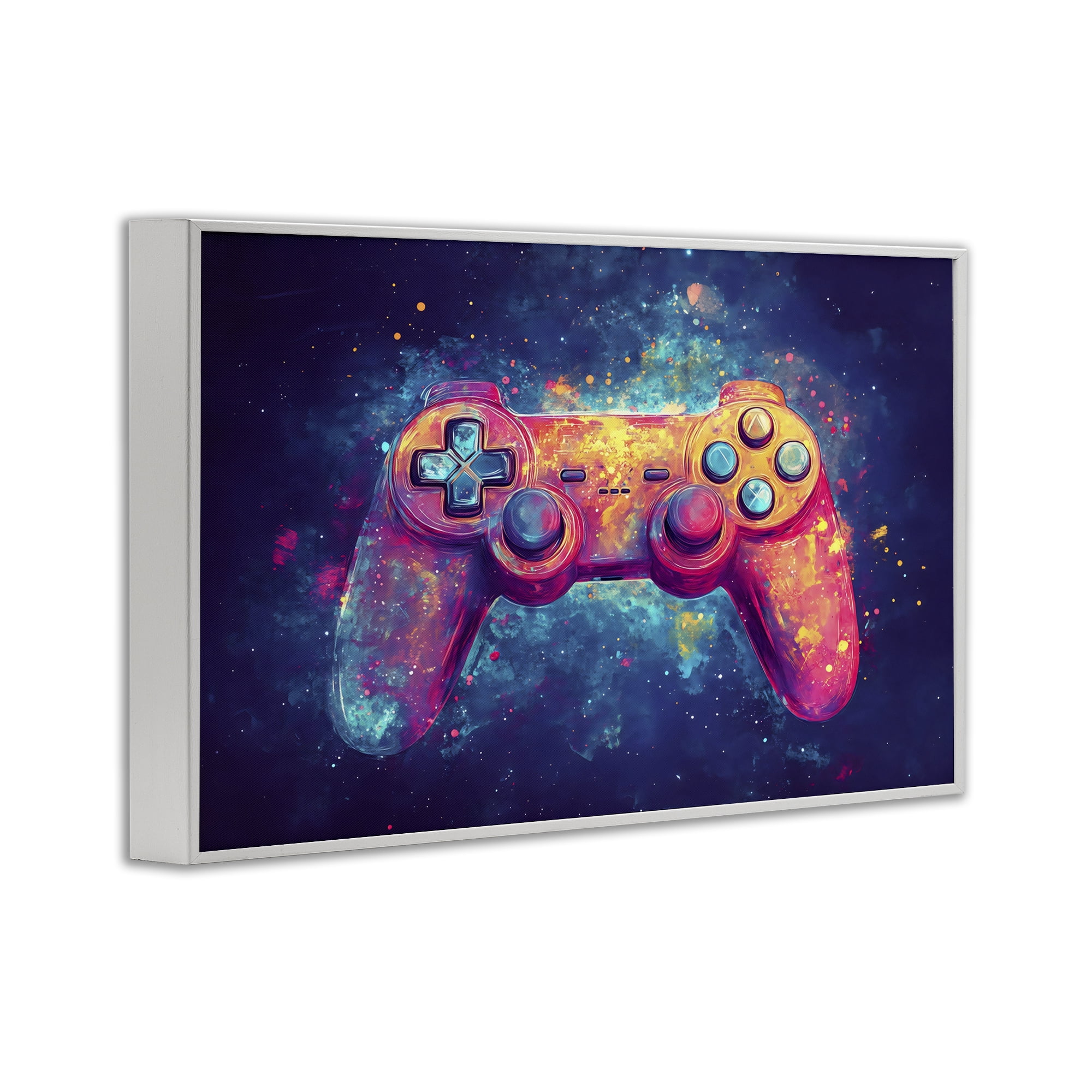 Stupell Industries Futuristic Cosmic Game Controller White Framed Giclee Art, design by Creative Studio