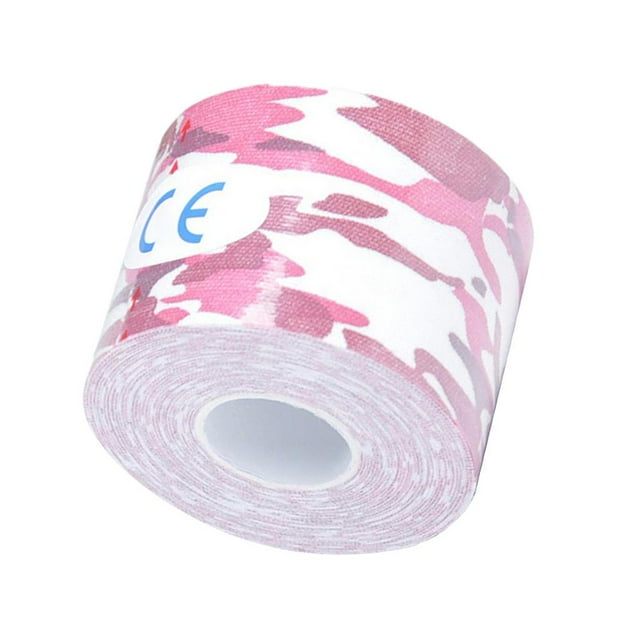 Atlético, Impermeable, Sin Cortar, Soporte Muscular, Cinta de Kinesiología Deportiva, de tirarere para , Hombro Y Codo, Pierna, Pantorrillas, Camuflaje rosa
