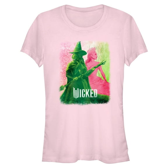 Junior's Wicked Elphaba and Glinda Duotone Graphic T-Shirt