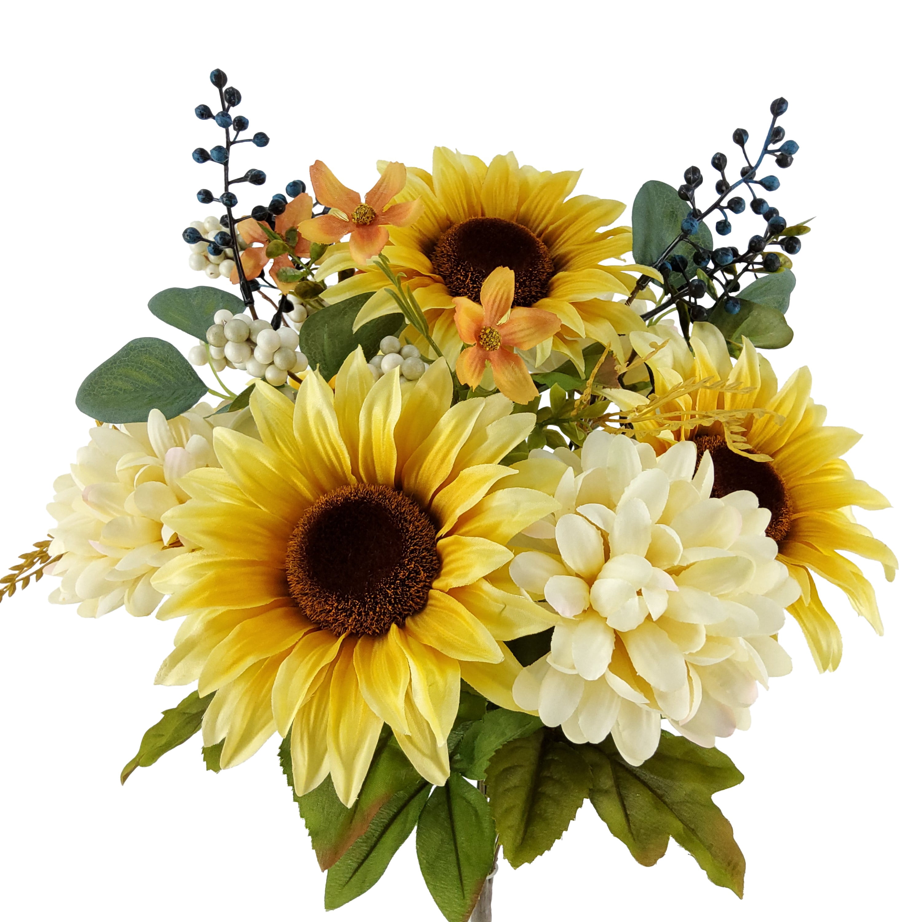 Mainstays Indoor 19 inch Artificial Polyester Sunflower Bouquet, Yellow Color