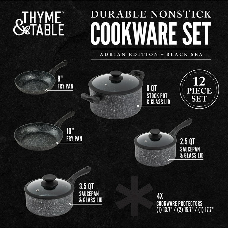 Colorful and Durable Cookware Set - Thyme & Table 12-Piece Nonstick Cookware  Set