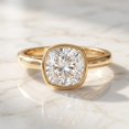 thumbnail image 4 of Rosec Jewels 2 Carat Lab Grown Diamond Cushion Cut Engagement Ring - IGI Certified Bezel Set Diamond Ring (E-VS1 Quality), 14K Yellow Gold, US 3.00, 4 of 8