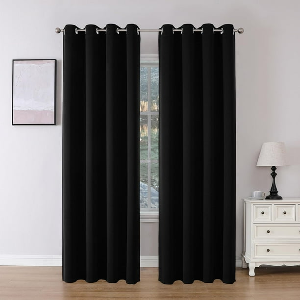 Juego de 2 paneles de cortinas Blackout Joydeco, 240 x 240 cm, color negro