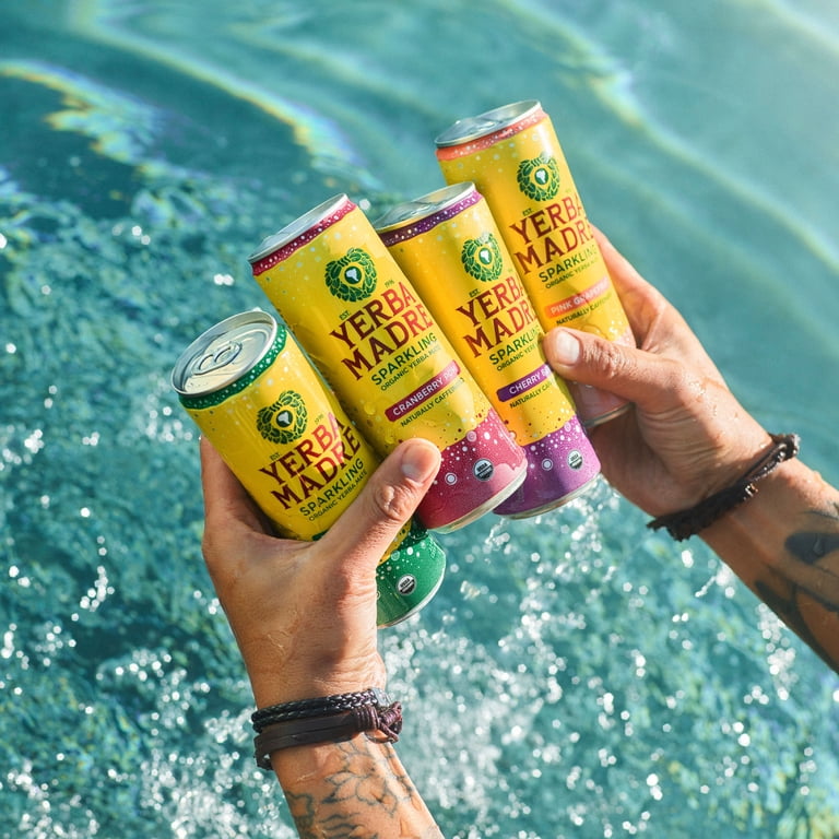 Yerba Madre Organic Sparkling Yerba Mate, Pink Grapefruit, Energy Drink Alternative, 115mg Natural Plant Based Caffeine, 12oz Cans (Pack of 12)