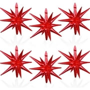 6Pcs Red Starburst Balloon Explosion Star Balloons 14 Point Star Balloons 3D Starburst Cone Mylar Balloons 22in Black Foil Star Balloon for Christmas Birthday Wedding Party Supplies