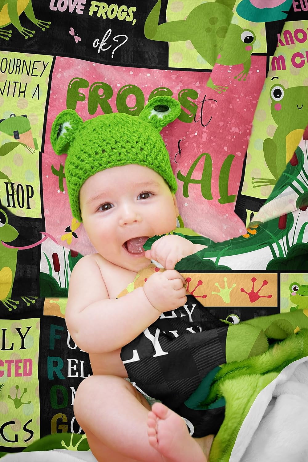Frog Gifts, Frog Gifts for Women/Men, Frog Gift Blanket 40"x50", Frog Themed Gifts, Frogs Gifts, Frog Gifts for Frog Lovers, Frog Gifts for Girls/Boys, Frogs Gifts for Women Throw Blankets