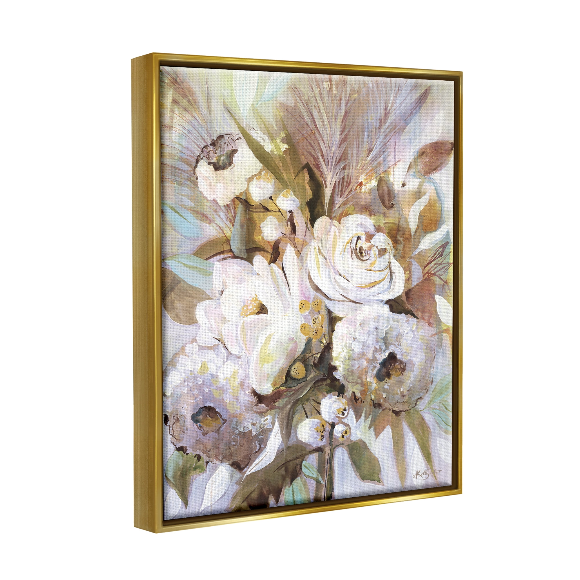 Stupell Abstract Flower Bouquet Mixed Florals Botanical & Floral Painting Gold Floater Framed Art Print Wall Art
