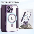 thumbnail image 4 of CASEFIV for iPhone 16 Pro Max Case,Compatible with Magsafe,Slim Fit Flip Protective PU Leather Wallet Case with RFID Blocking Card Slot Build-in Len Protector,Purple, 4 of 7