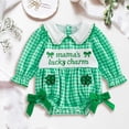 thumbnail image 2 of Wxirdiow Rompers for Baby Girl Baby Girl Outfit Embroidery Bubble Romper Short Sleeve Cute Smocked Clothes Green Size,3-6 Months, 2 of 7