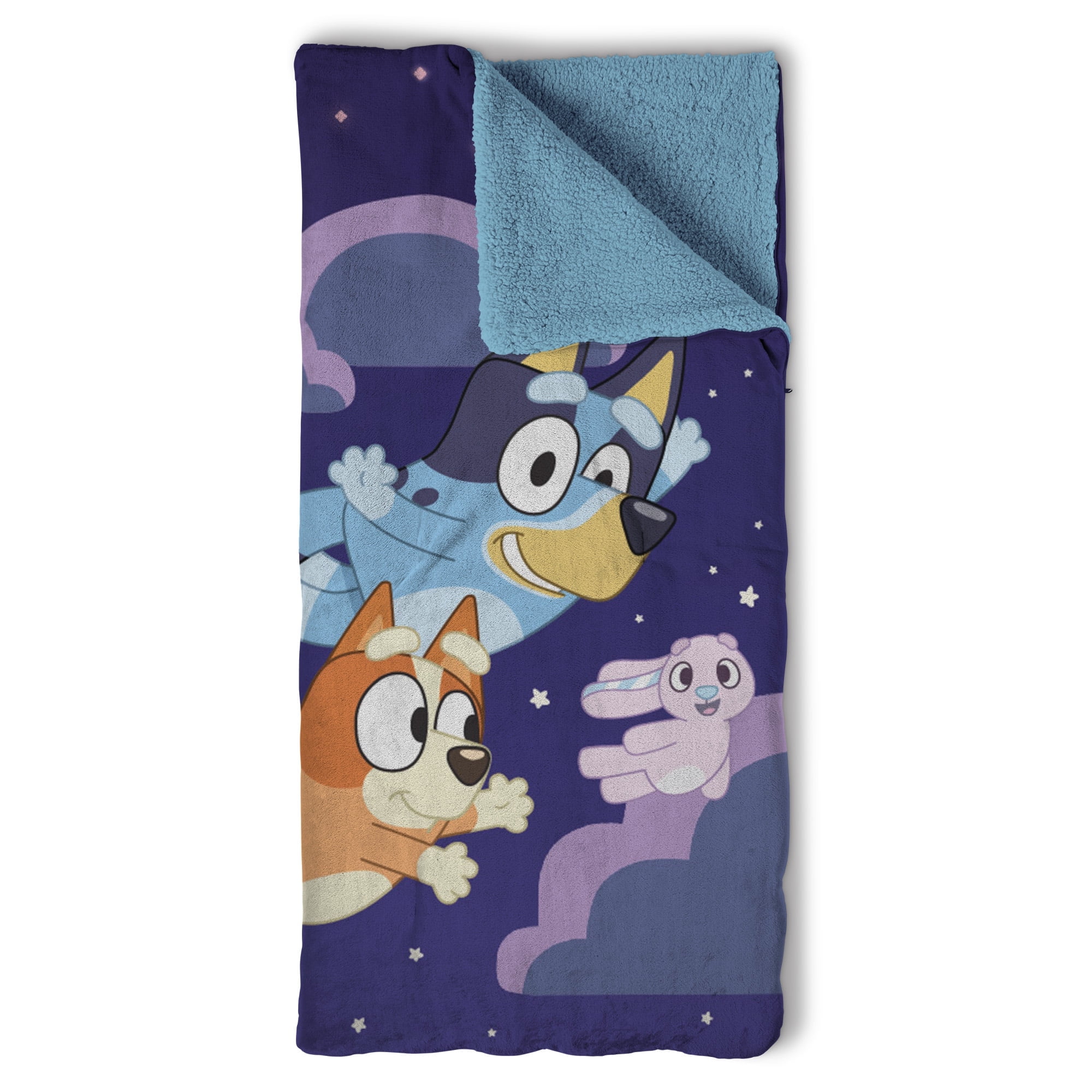 Bluey Bingo Slumber Pups Silk Touch Sherpa Sleeping Bag, Kids Entertainment