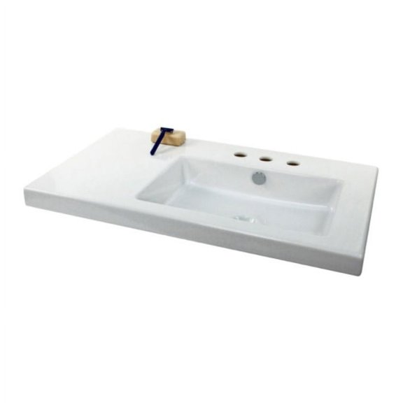 Nameeks Co01011-Three Hole Tecla 31-1/2" Ceramic Wall Mounted / Drop In Bathroom Sink -