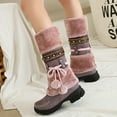 thumbnail image 4 of HAOTAGS Womens Suede Mid Calf Boots Winter Snow Casual Shoes Purple Size 8.5, 4 of 7