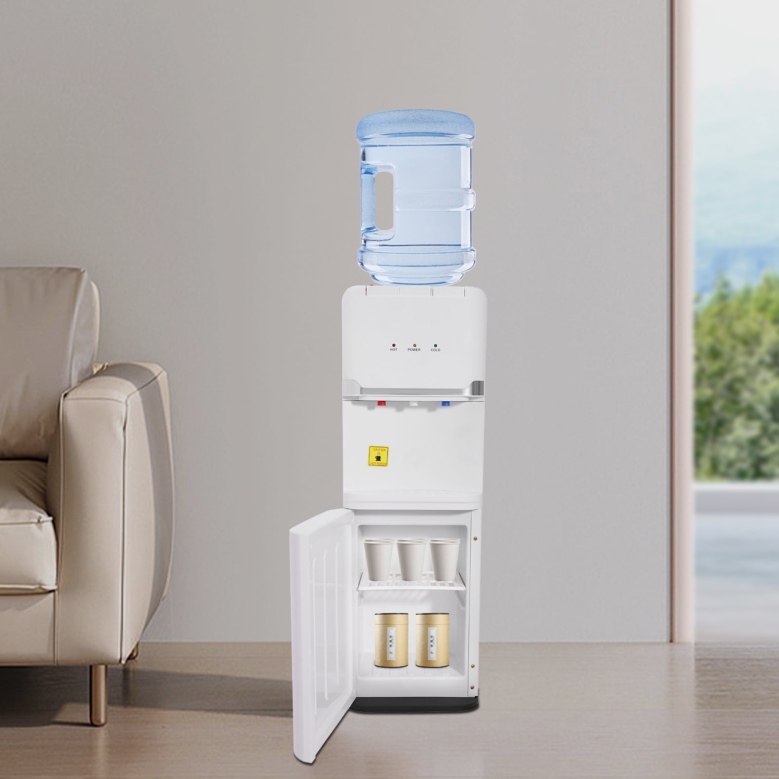 Miumaeov Water Dispenser Top Loading Water Dispenser Water Cooler for 5&3 Gallon Bottles w/3 Temperature Settings Includes Child Safety Lock