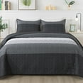 thumbnail image 6 of ANGENIA Queen Quilt Bedding Set Black and White, 3 Pieces Patchwork Striped Ultra Soft Lightweight Bedspreads, Coverlets Set with 2 Pillow Shams for All Seasons (90"x96"), 6 of 7