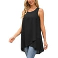 thumbnail image 5 of INSPIRE CHIC Women's High Low Top Casual Sleeveless Chiffon Blouse Crewneck Asymmetrical Loose Shirt Summer Tops S Black, 5 of 7