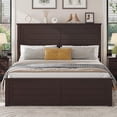 thumbnail image 3 of VanAcc Farmhouse Full Size Bed Frame with Headboard and 4 Storage Drawers, Solid Wood Barn Door with Wood Slats, Heavy Duty, Noise-Free, Dark Coffee, 3 of 9