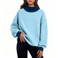 thumbnail image 5 of Womens Sweatshirt Casual Loose-Fitting Color-Blocked High Neck Long Sleeve Pullover Warm Sweatshirt Top S, 5 of 9