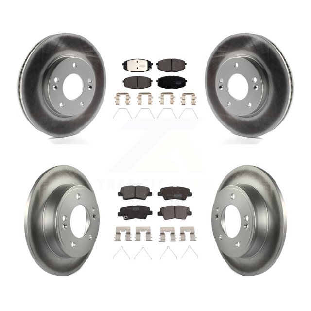 Transit Auto Front Rear Coated Disc Brake Rotors and Ceramic Pads Kit for Car Kia Hyundai Forte Kona Soul Elantra GT Forte5 KGT-102268